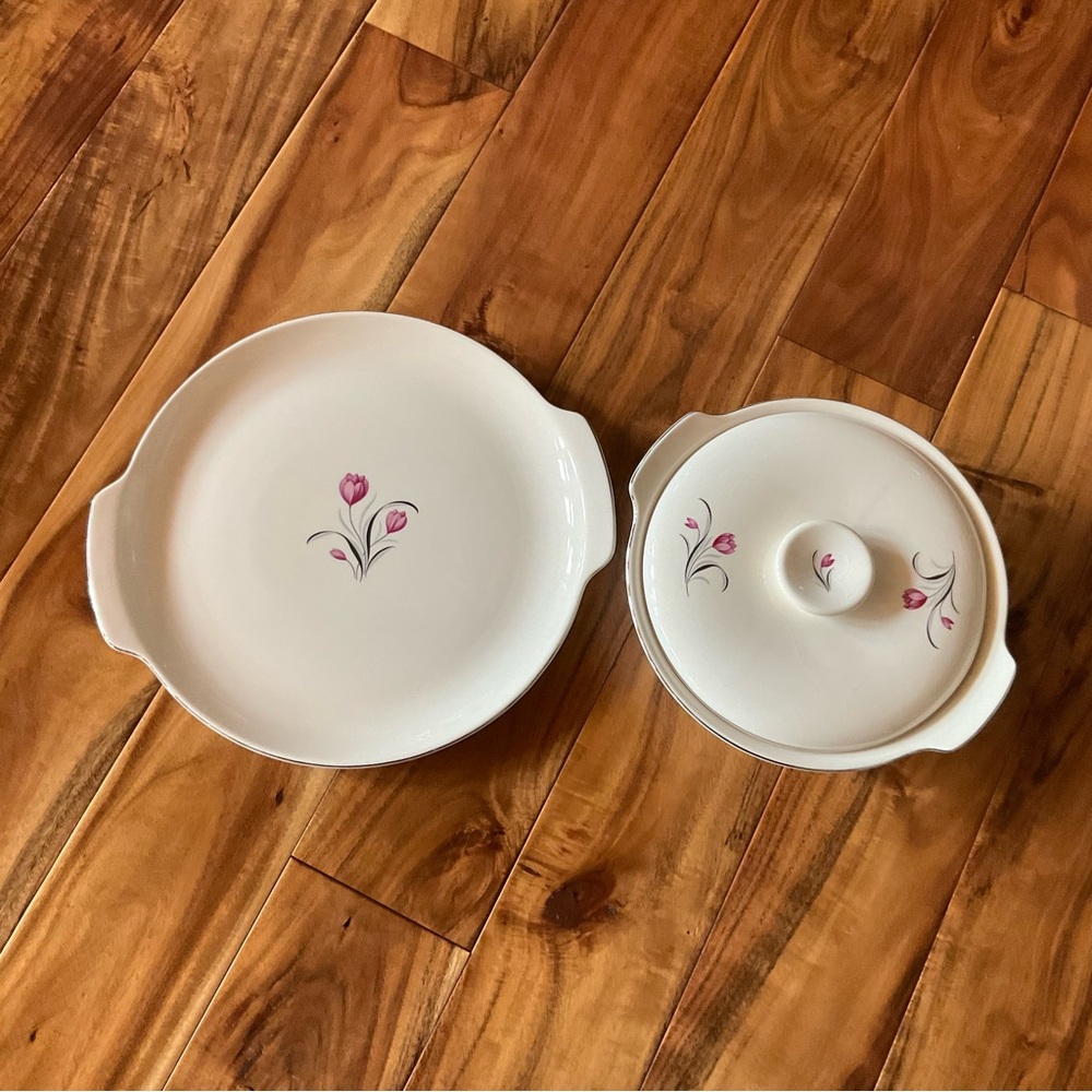 Vintage French Saxon Crocus China Serving Platter and Serving Bowl